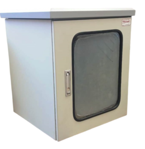 Rack Exterior 12 UR x 19" Prof x 600mm Muro / Poste Incl.2 Extractores con Termostato de Temperatura. Visor